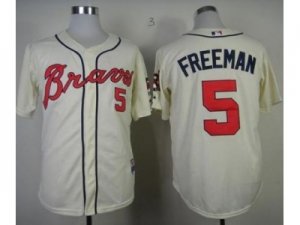 Youth Atlanta Braves #5 Freddie Freeman Cream jerseys