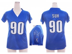 Nike Women detroit lions #90 ndamukong suh blue jerseys[draft him ii top]