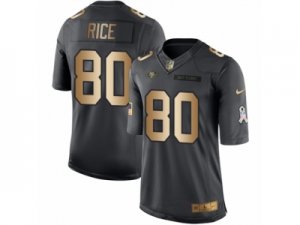 Mens Nike San Francisco 49ers #80 Jerry Rice Limited Black Gold Salute to Service NFL Jersey