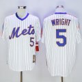 Mitchell And Ness New York Mets #5 David Wright White(Blue Strip) Throwback Stitched Baseball Jersey