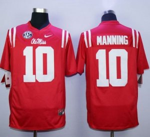 NCAA Durable Rebels #10 Eli Manning Red Stitched Jersey