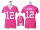 Nike Women Indianapolis Colts #12 Andrew Luck pink jerseys[draft him ii top]