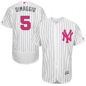 Men\'s Majestic New York Yankees #5 Joe DiMaggio Authentic White 2016 Mother\'s Day Fashion Flex Base MLB Jersey
