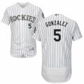 Men's Majestic Colorado Rockies #5 Carlos Gonzalez White Flexbase Authentic Collection MLB Jersey