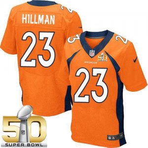 Nike Denver Broncos #23 Ronnie Hillman Orange Team Color Super Bowl 50 Men Stitched NFL New Elite Jersey