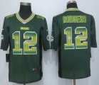 2015 New Nike Green Bay Packers #12 Rodgers Green Strobe Jerseys(Limited)