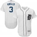 2016 Men Detroit Tigers #3 Ian Kinsler Majestic White Flexbase Authentic Collection Player Jersey