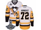 Mens Reebok Pittsburgh Penguins #72 Patric Hornqvist Premier White Away 2017 Stanley Cup Champions NHL Jersey