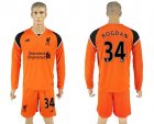 Liverpool #34 Bogdan Orange Goalkeeper Long Sleeves Soccer Club Jersey