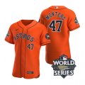 Astros #47 Rafael Montero Orange Nike 2022 World Series Flexbase Jersey