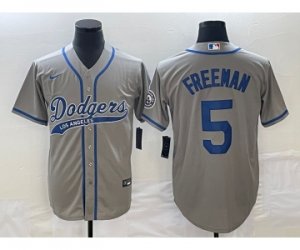 Men\'s Los Angeles Dodgers #5 Freddie Freeman Grey Cool Base Stitched Baseball Jersey1