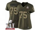 Womens Nike New England Patriots #75 Ted Karras Limited Green Salute to Service Super Bowl LI 51 NFL Jersey