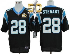 Nike Carolina Panthers #28 Jonathan Stewart Black Team Color Super Bowl 50 Men Stitched NFL Elite Jersey