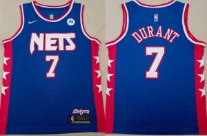 Nets #7 Kevin Durant Blue Throwback Swingman Jersey