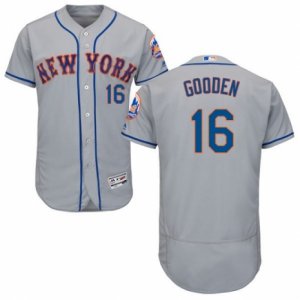 Mens Majestic New York Mets #16 Dwight Gooden Grey Flexbase Authentic Collection MLB Jersey