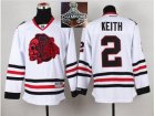 NHL Chicago Blackhawks #2 Duncan Keith White(Red Skull) 2014 Stadium Series 2015 Stanley Cup Champions jerseys