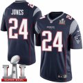 Youth Nike New England Patriots #24 Cyrus Jones Elite Navy Blue Team Color Super Bowl LI 51 NFL Jersey