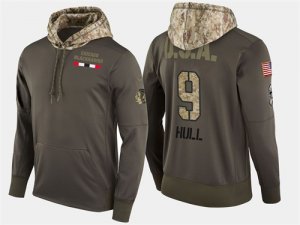 Nike Blackhawks 9 Bobby Hull Retired Olive Salute To Service Pullover Hoodie