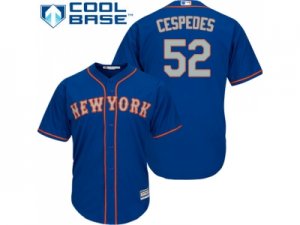 Youth New York Mets #52 Yoenis Cespedes Blue(Grey NO.) Cool Base Stitched MLB Jersey