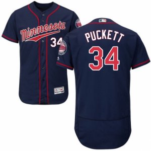 Men\'s Majestic Minnesota Twins #34 Kirby Puckett Navy Blue Flexbase Authentic Collection MLB Jersey