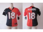 Nike Women Denver Broncos #18 Peyton Manning blue-orange jerseys[Split Elite]