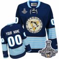 Women's Reebok Pittsburgh Penguins Customized Premier Navy Blue Third Vintage 2016 Stanley Cup Champions NHL Jersey