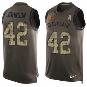 Mens Nike Cleveland Browns #42 Malcolm Johnson Limited Green Salute to Service Tank Top NFL Jersey