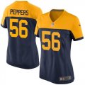 women Nike green bay packers #56 peppers yellow-blue jerseys