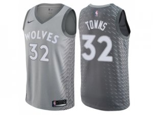 Men Nike Minnesota Timberwolves #32 Karl-Anthony Towns Gray NBA Swingman City Edition Jersey