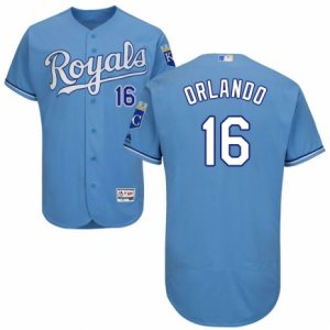 Men\'s Majestic Kansas City Royals #16 Paulo Orlando Light Blue Flexbase Authentic Collection MLB Jersey