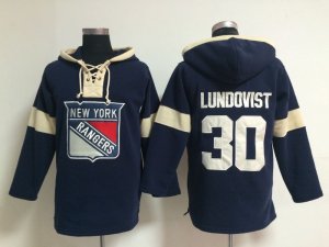 NHL New York Rangers #30 Henrik Lundqvist blue jerseys(pullover hooded sweatshirt)