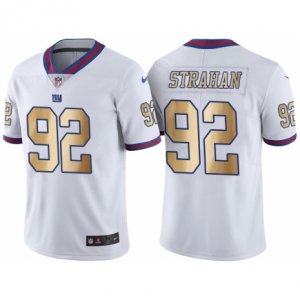 Mens Nike New York Giants #92 Michael Strahan White Gold Limited Special Color Rush Jersey