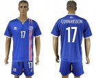 Iceland #17 Gunnarsson Home Soccer Country Jersey