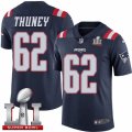 Youth Nike New England Patriots #62 Joe Thuney Limited Navy Blue Rush Super Bowl LI 51 NFL Jersey