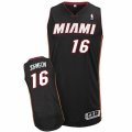 Mens Adidas Miami Heat #16 James Johnson Authentic Black Road NBA Jersey