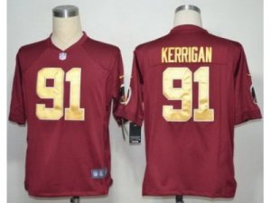 Nike NFL Washington Redskins #91 Ryan Kerrigan Red Jerseys Gold Numbers(Game)