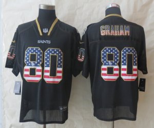 Nike New Orleans Saints #80 Graham Black Jerseys(USA Flag Fashion Elite)