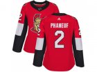 Women Adidas Ottawa Senators #2 Dion Phaneuf Red Home Authentic Stitched NHL Jersey