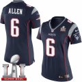 Womens Nike New England Patriots #6 Ryan Allen Elite Navy Blue Team Color Super Bowl LI 51 NFL Jersey
