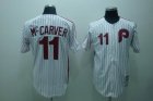 mlb philadelphia phillies #11 mccarver m&n white(red strip)