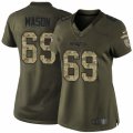 Womens Nike New England Patriots #69 Shaq Mason Limited Green Salute to Service NFL Jersey