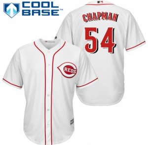 Mens Majestic Cincinnati Reds #54 Aroldis Chapman Replica White Home Cool Base MLB Jersey