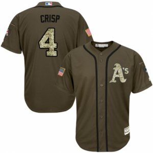 Men\'s Majestic Oakland Athletics #4 Coco Crisp Replica Green Salute to Service MLB Jersey