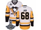 Mens Reebok Pittsburgh Penguins #68 Jaromir Jagr Premier White Away 2017 Stanley Cup Champions NHL Jersey
