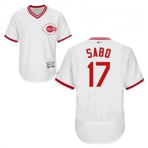 2016 Men Cincinnati Reds #17 Chris Sabo White Throwback Flexbase Authentic Collection Jersey