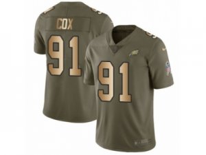 Men Nike Philadelphia Eagles #91 Fletcher Cox Limited Olive Gold 2017 Salute to Service NFL Jersey