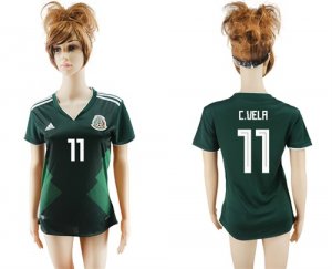 Mexico 11 C. VELA Home 2018 FIFA World Cup Women Soccer Jersey