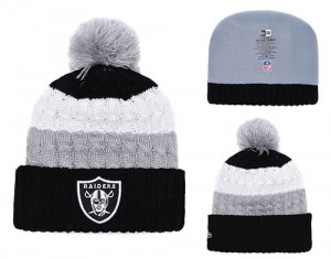 Raiders Fresh Logo Black Cuffed Pom Knit Hat YD