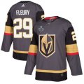 Mens Vegas Golden Knights #29 Marc-Andre Fleury adidas Gray 2018 Stanley Cup Patch Jersey