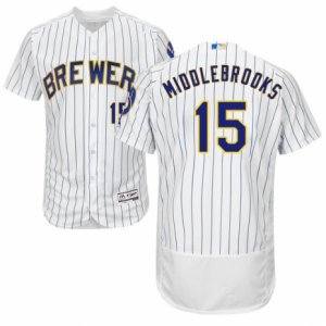Men\'s Majestic Milwaukee Brewers #15 Will Middlebrooks White Flexbase Authentic Collection MLB Jersey